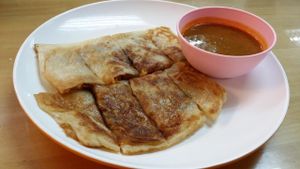 Roti canai at Lu Ye Yuan Vegetarian in Bukit Mertajam