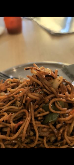 Spicy chili garlic noodles at Woodlands Vegetarian Restaurant - Georgetown in Penang