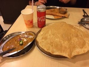 Chana batura with giant puri!  at Woodlands Vegetarian Restaurant - Georgetown in Penang