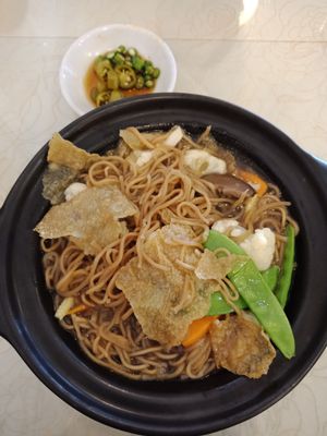 Claypot noodles (yee mee). Comfort food! at NEU Vegetarian Restaurant in Petaling Jaya