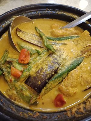 Claypot curry fish (requested without addition of dairy). Very flavourful! at NEU Vegetarian Restaurant in Petaling Jaya