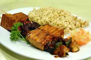 Tofu kebab rice meal at Greens in Quezon City