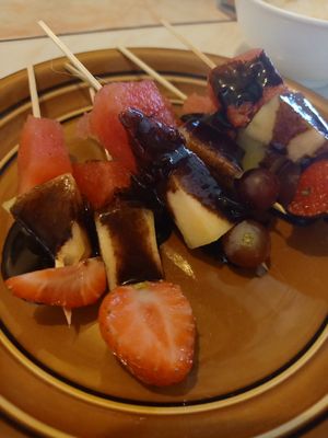 Fruits dipped in chocolate, yum!!! at Likha Diwa Sa Gulod in Quezon City