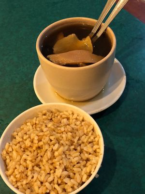 Brewed ginseng with monkey head mushroom tonic soup  at Ci Yan Vegetarian Health Food in Central Singapore