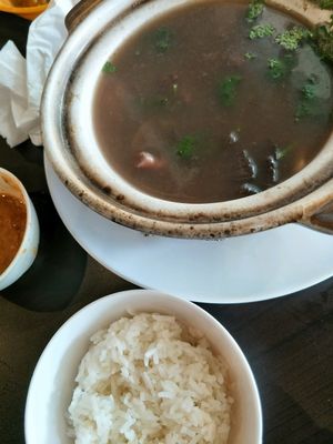Black bean soup  at Divine Realm 天运素食园 in Northeast Singapore