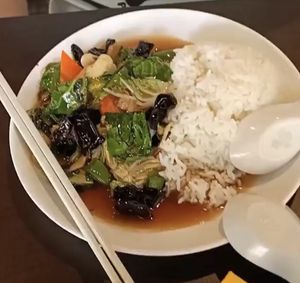 buddha’s delight rice 👍🏻👍🏻👍🏻 at Divine Realm 天运素食园 in Northeast Singapore