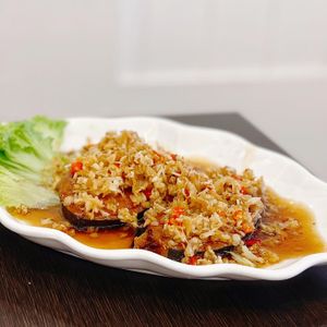 Hong kong steamed cod  at Greenland Vegetarian Restaurant 菩提林 in Northeast Singapore