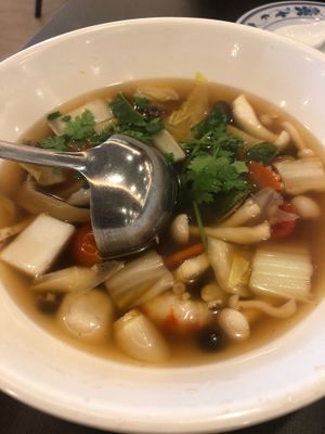 Clear Tom Yum Soup at Greenland Vegetarian Restaurant 菩提林 in Northeast Singapore