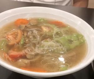 bitter gourd noodle soup 👍🏻 at Greenland Vegetarian Restaurant 菩提林 in Northeast Singapore