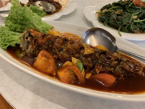 Sweet and sour vege fish  at Greenland Vegetarian Restaurant 菩提林 in Northeast Singapore