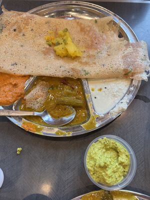 Vegan Rava Masala Dosa with Sambhar and chutneys #Veganuary at Komala Vilas - Serangoon Rd in Central Singapore