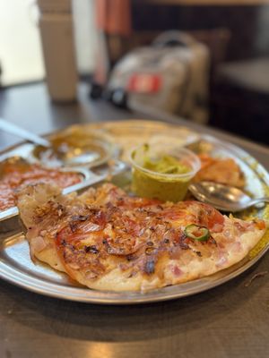 Vegan Onion and Tomato Uttapam with chutney and sambhar  #Veganuary at Komala Vilas - Serangoon Rd in Central Singapore