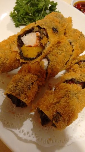 Fried prawn rolls at Classic Lao Di Fang Vegetarian Restaurant in Central Singapore