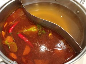 Tom yum soup and mushroom hot pot at  Ling Zhi Restaurant 灵芝 - Novena in Central Singapore