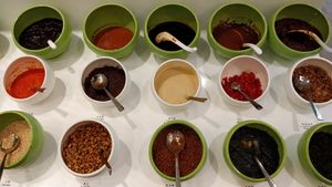 A wide spread of sauces at  Ling Zhi Restaurant 灵芝 - Novena in Central Singapore