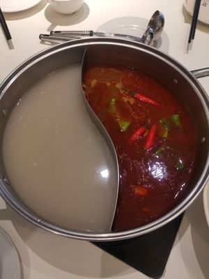 3 soup base available: Herbal soup, Collagen & Tom Yam soup at  Ling Zhi Restaurant 灵芝 - Novena in Central Singapore