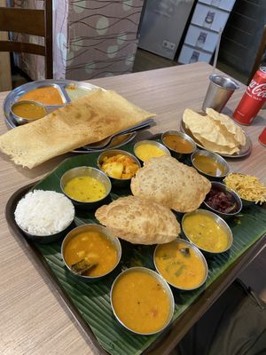 VIP Thali and Masala Dosa  at Madras New Woodlands in Central Singapore