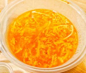 Chilli prawn broth at Miao Yi 妙益素食楼 in Central Singapore