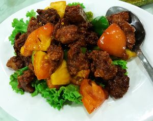 Sweet and sour mock pork at Miao Yi 妙益素食楼 in Central Singapore