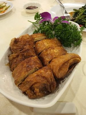 Beancurd mushroom roll at Miao Yi 妙益素食楼 in Central Singapore