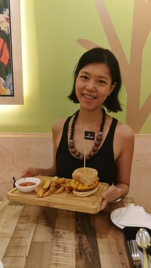 Korean Kimchi Burger at Nature Cafe 自然素食 - Bukit Merah in Central Singapore