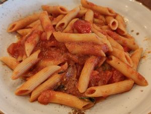 Veganised Absolut - penne pasta, sun dried & roma tomato, capsicum and onion in pink sauce  at Original Sin in Central Singapore