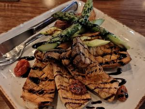 King Oyster Mushroom -Grilled King Oyster Mushroom with asparagus, roasted potato and tomato at Original Sin in Central Singapore