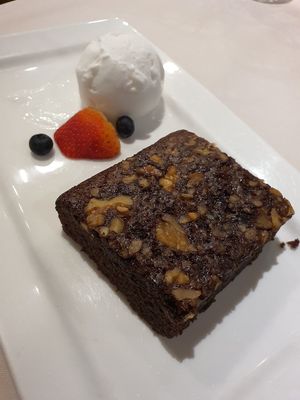 Vegan brownie with coconut ice cream at Original Sin in Central Singapore