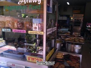 Mock meat selection at Aroi Vegetarian food - Arawy in Bangkok