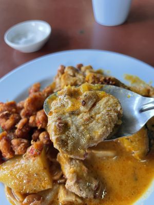 Close-up vegan meat   at Chamlong's / The Vegetarian Society Chatuchak in Bangkok