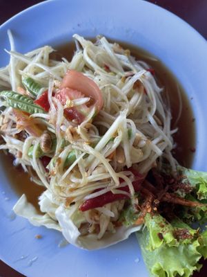 Papaya salad made from scratch 35  at Chamlong's / The Vegetarian Society Chatuchak in Bangkok
