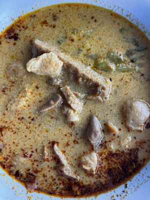 Khao Soi without noodles to make it vegan 30thb  at Chamlong's / The Vegetarian Society Chatuchak in Bangkok