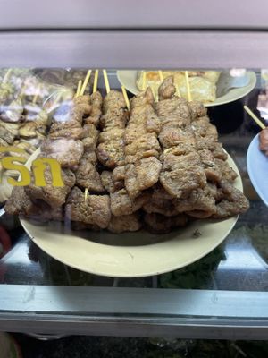 Beef skewer   at Chamlong's / The Vegetarian Society Chatuchak in Bangkok