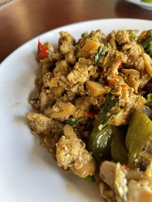 Pad kra Pao  at Chamlong's / The Vegetarian Society Chatuchak in Bangkok