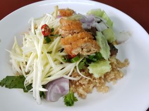 Thai style chicken rice vegan. Recommended at Chamlong's / The Vegetarian Society Chatuchak in Bangkok