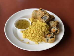 Gimmari and yellow rice - Chamlong‘s, Bangkok  at Chamlong's / The Vegetarian Society Chatuchak in Bangkok