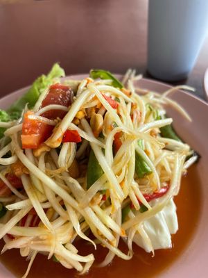 Papaya salad  at Chamlong's / The Vegetarian Society Chatuchak in Bangkok