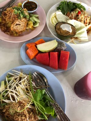 All this and two drinks cost $4.31 usd. Amazingly delicious and fresh.  at Chamlong's / The Vegetarian Society Chatuchak in Bangkok