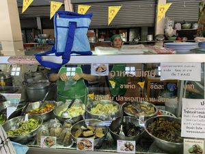 Mixed vegetable rice stall at Chamlong's / The Vegetarian Society Chatuchak in Bangkok