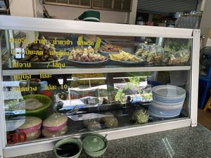Grilled mock meats and mushrooms stall at Chamlong's / The Vegetarian Society Chatuchak in Bangkok