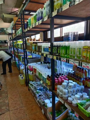 Amazing selection of natural shampoo and cosmetic at Chamlong's / The Vegetarian Society Chatuchak in Bangkok