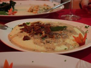 Mashed pottao with soy bacon and mushroom at Govinda Italian Restaurant & Pizzeria in Bangkok