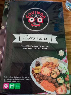 Menu at Govinda Italian Restaurant & Pizzeria in Bangkok
