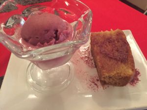 Govinda sorbet and vegan cake at Govinda Italian Restaurant & Pizzeria in Bangkok