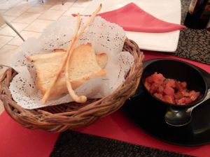 Free bread at Govinda Italian Restaurant & Pizzeria in Bangkok