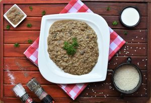 Risotto  Porcini (Italian porcini mushroom, spinach, parmesan) at Govinda Italian Restaurant & Pizzeria in Bangkok