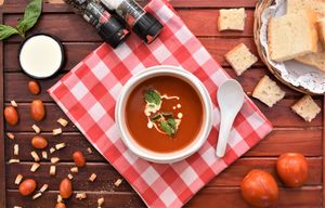 Pomodoro (Creamy tomato soup) at Govinda Italian Restaurant & Pizzeria in Bangkok