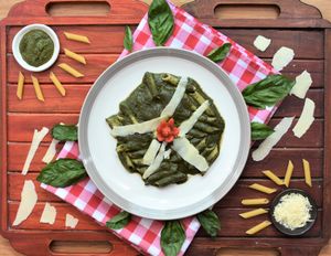 Penne Pesto ( Traditional Italian Basil sauce) at Govinda Italian Restaurant & Pizzeria in Bangkok