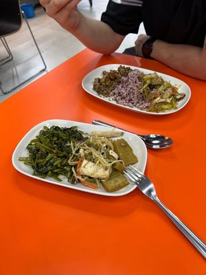 Mixed vegetables with rice  at Rabiengboon - MBK in Bangkok