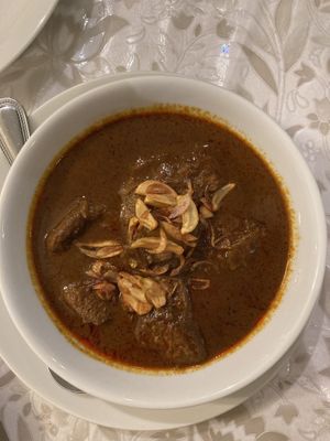 Masamam curry Muslim style with fake beef   at The Vegetarian Cottage in Bangkok